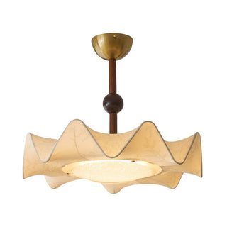 Cyrie Plafonnier en Tissu Gravé à Motif Floral et Bois