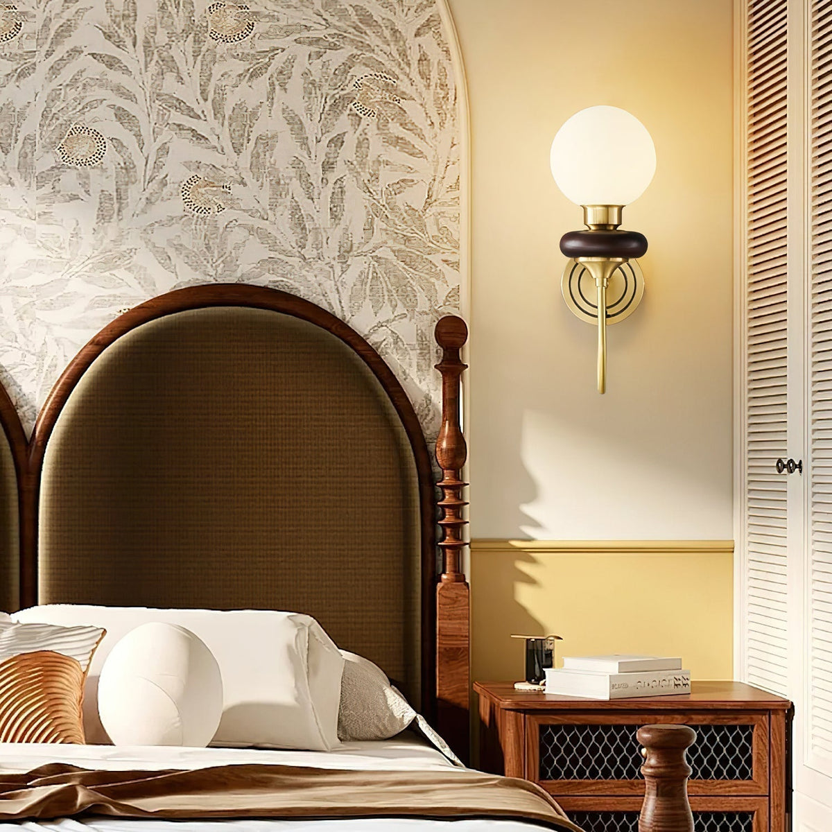 Perry Applique Murale Premium Noyer et Verre