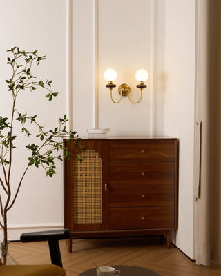 Perry Applique Murale Premium Noyer et Verre