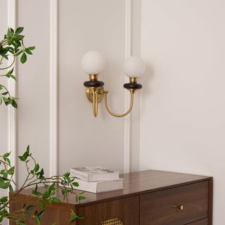 Perry Applique Murale Premium Noyer et Verre