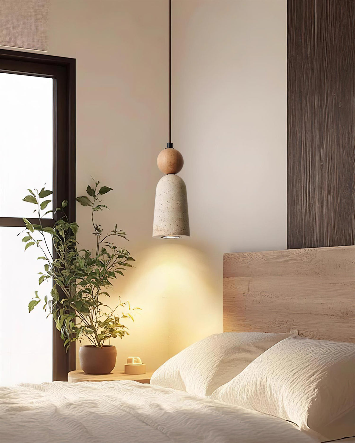 Nolira Pendant Light Wood Travertine Natural-Neutral Decor