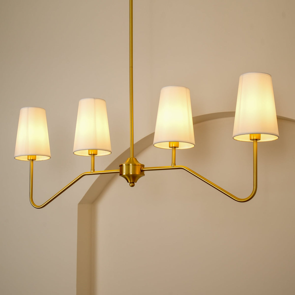 Iselaria Lustre Laiton Courbé Beige Linéaire