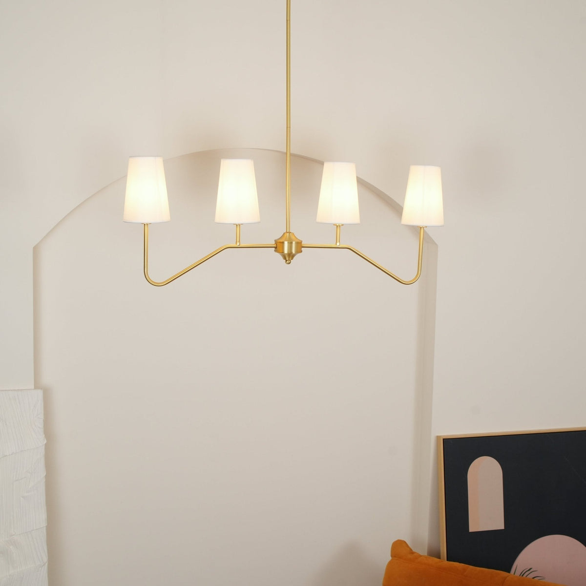 Iselaria Lustre Laiton Courbé Beige Linéaire