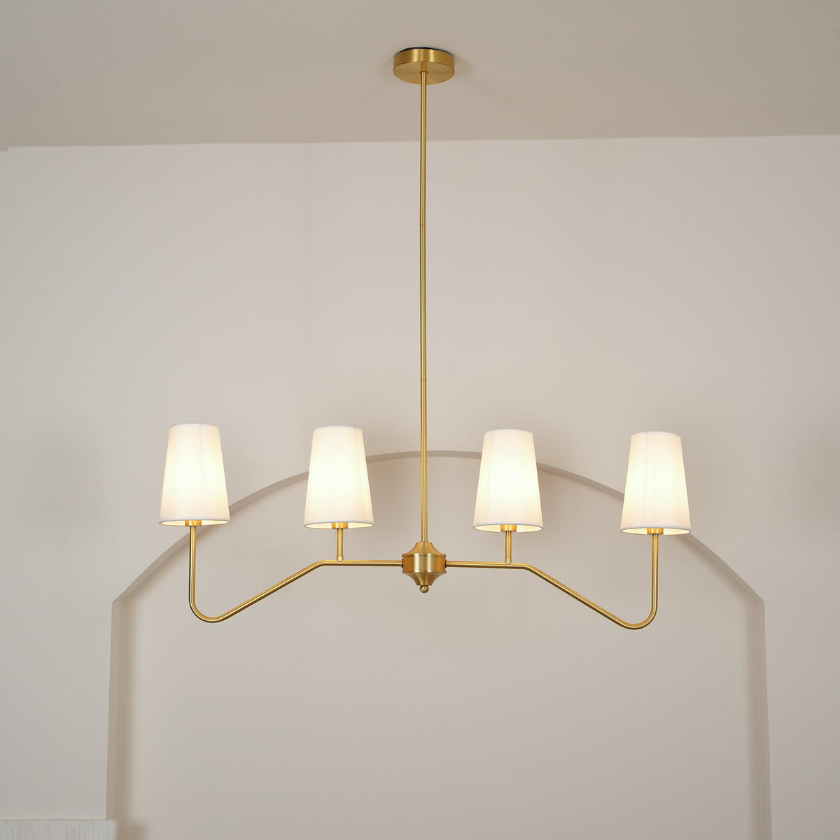 Iselaria Lustre Laiton Courbé Beige Linéaire