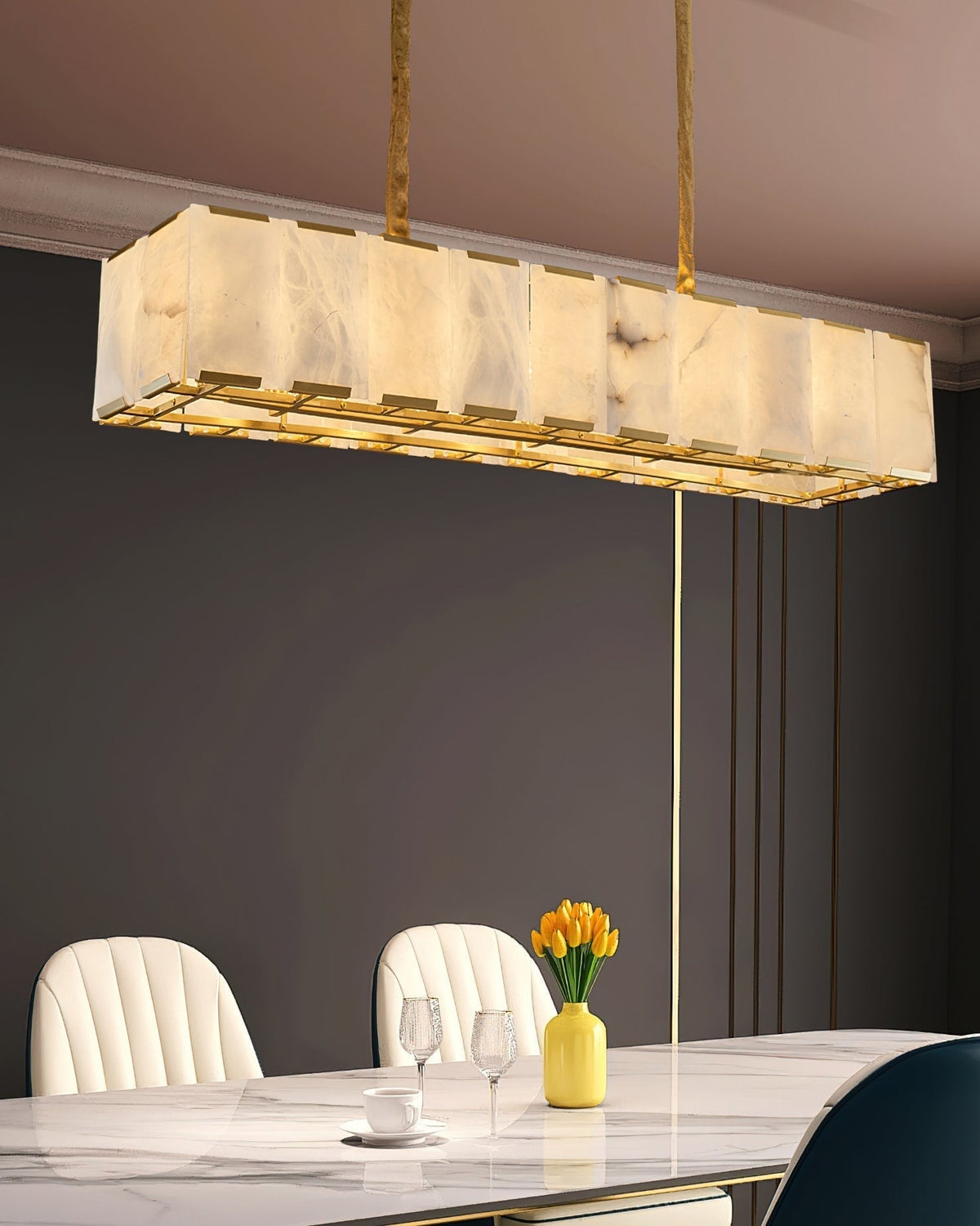 The large 16-head Bernardi chandelier as a statement piece in a high-ceiling room.
