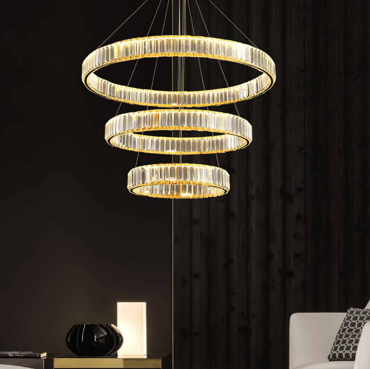 Tevisse Lustre Anneau en Cristal Doré