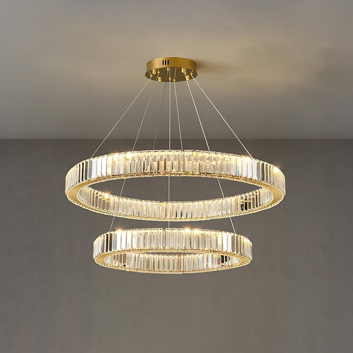 Tevisse Lustre Anneau en Cristal Doré