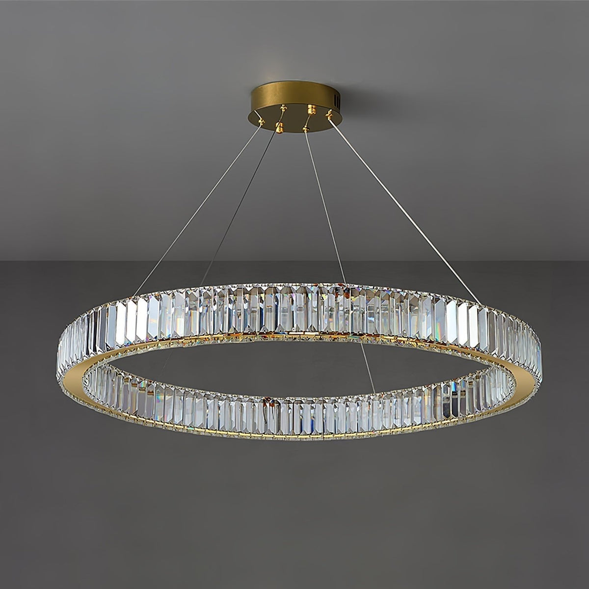 Tevisse Lustre Anneau en Cristal Doré