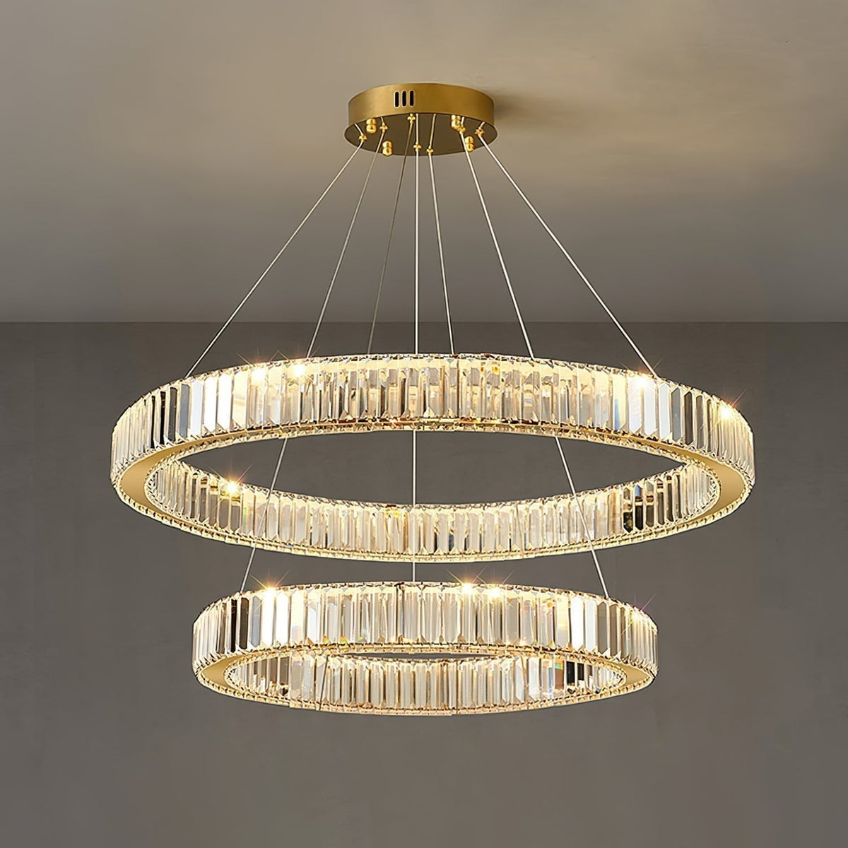 Tevisse Lustre Anneau en Cristal Doré