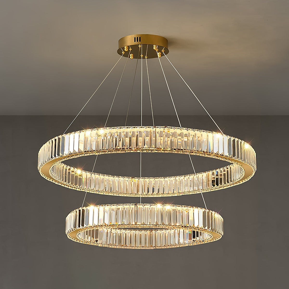 Tevisse Lustre Anneau en Cristal Doré