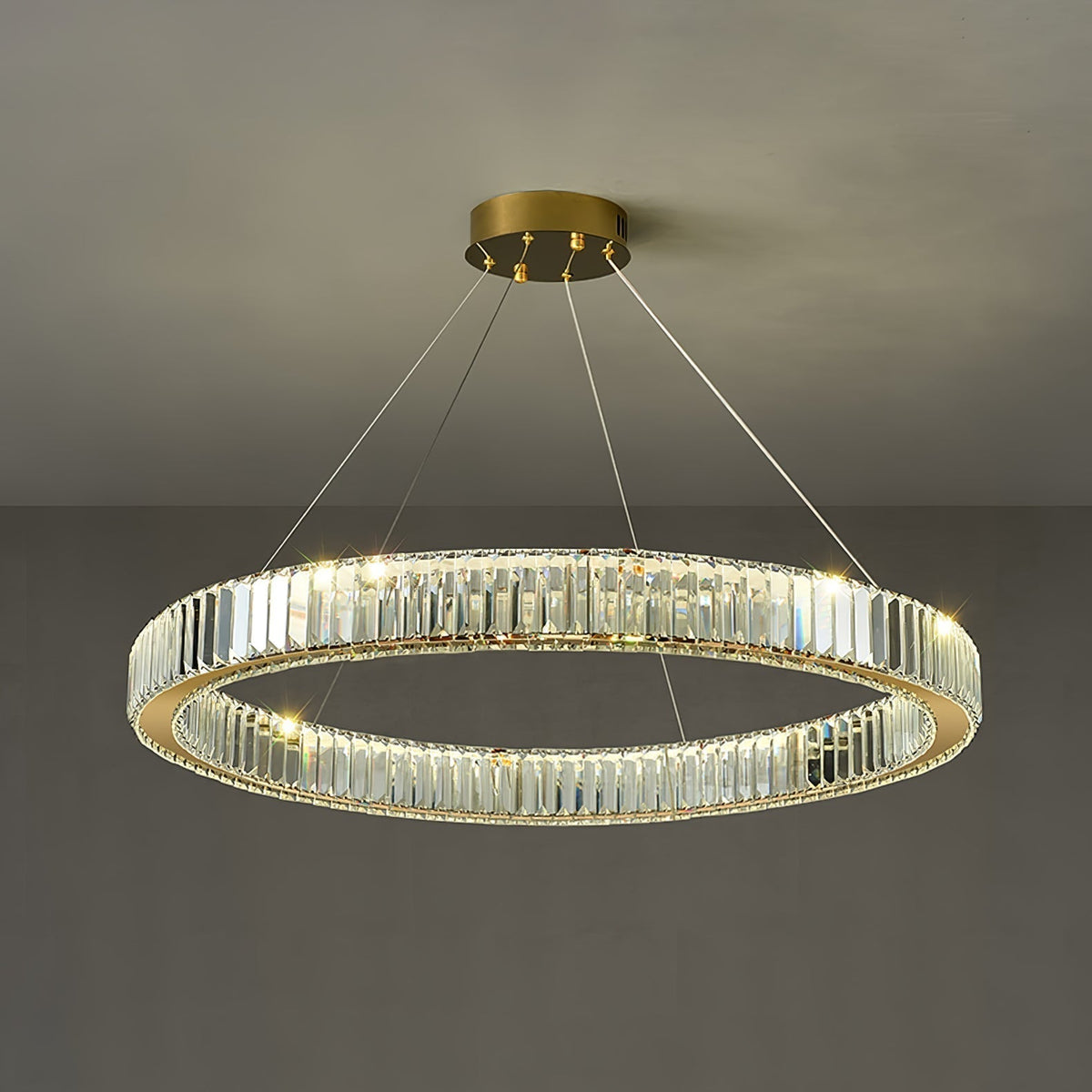 Tevisse Lustre Anneau en Cristal Doré