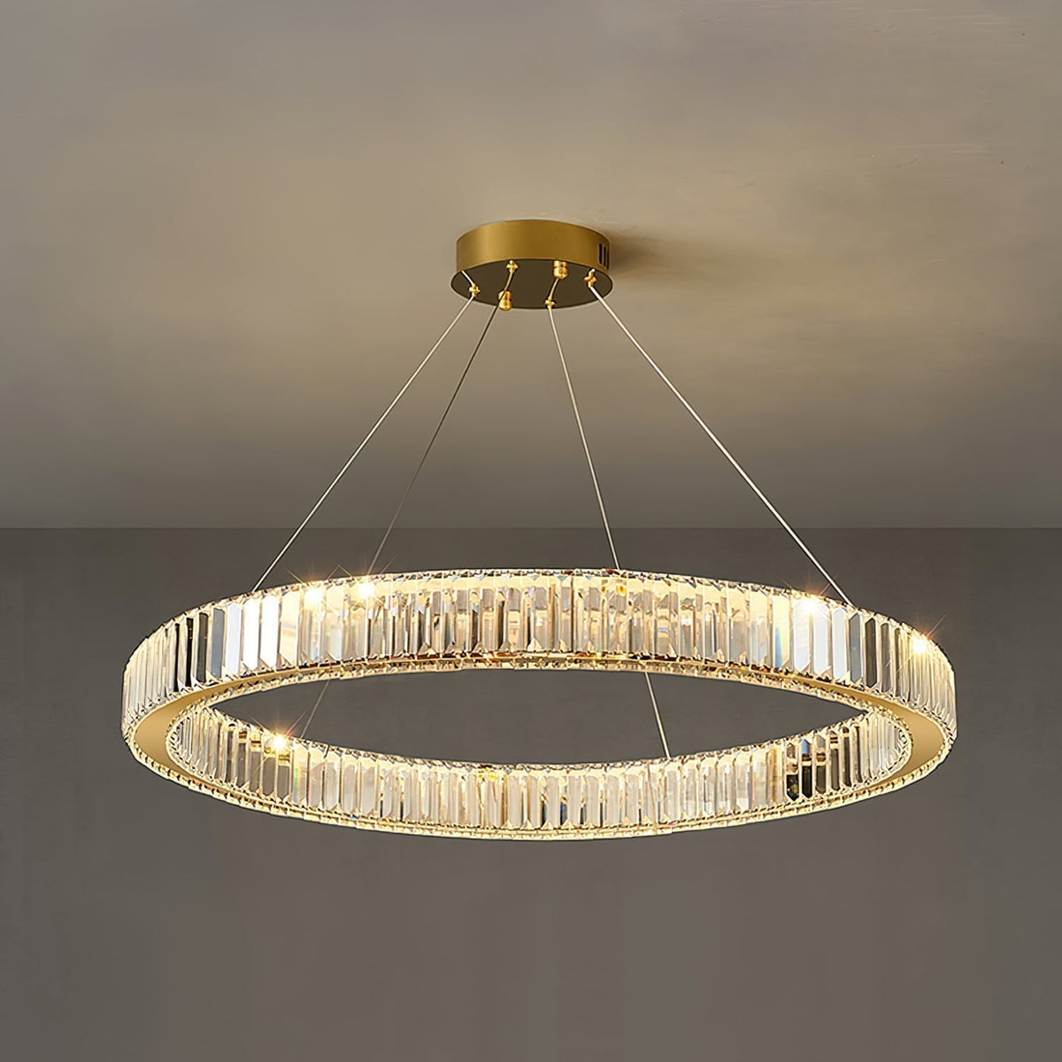 Tevisse Lustre Anneau en Cristal Doré