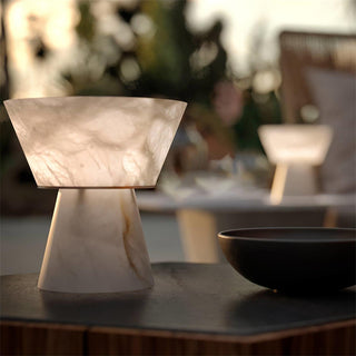 Ane Lampe de Table en Albâtre