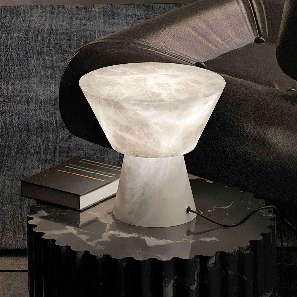 Ane Lampe de Table en Albâtre