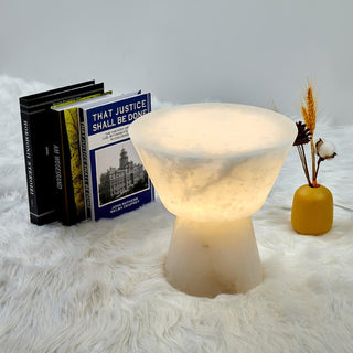 Ane Lampe de Table en Albâtre