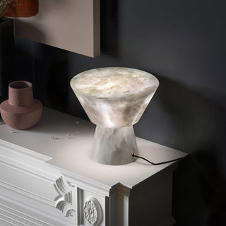 Ane Lampe de Table en Albâtre
