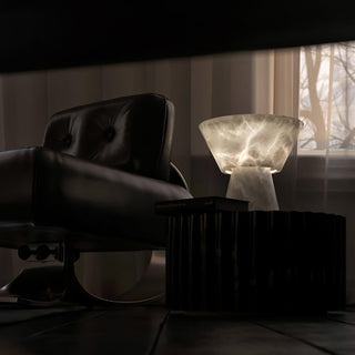 Ane Lampe de Table en Albâtre