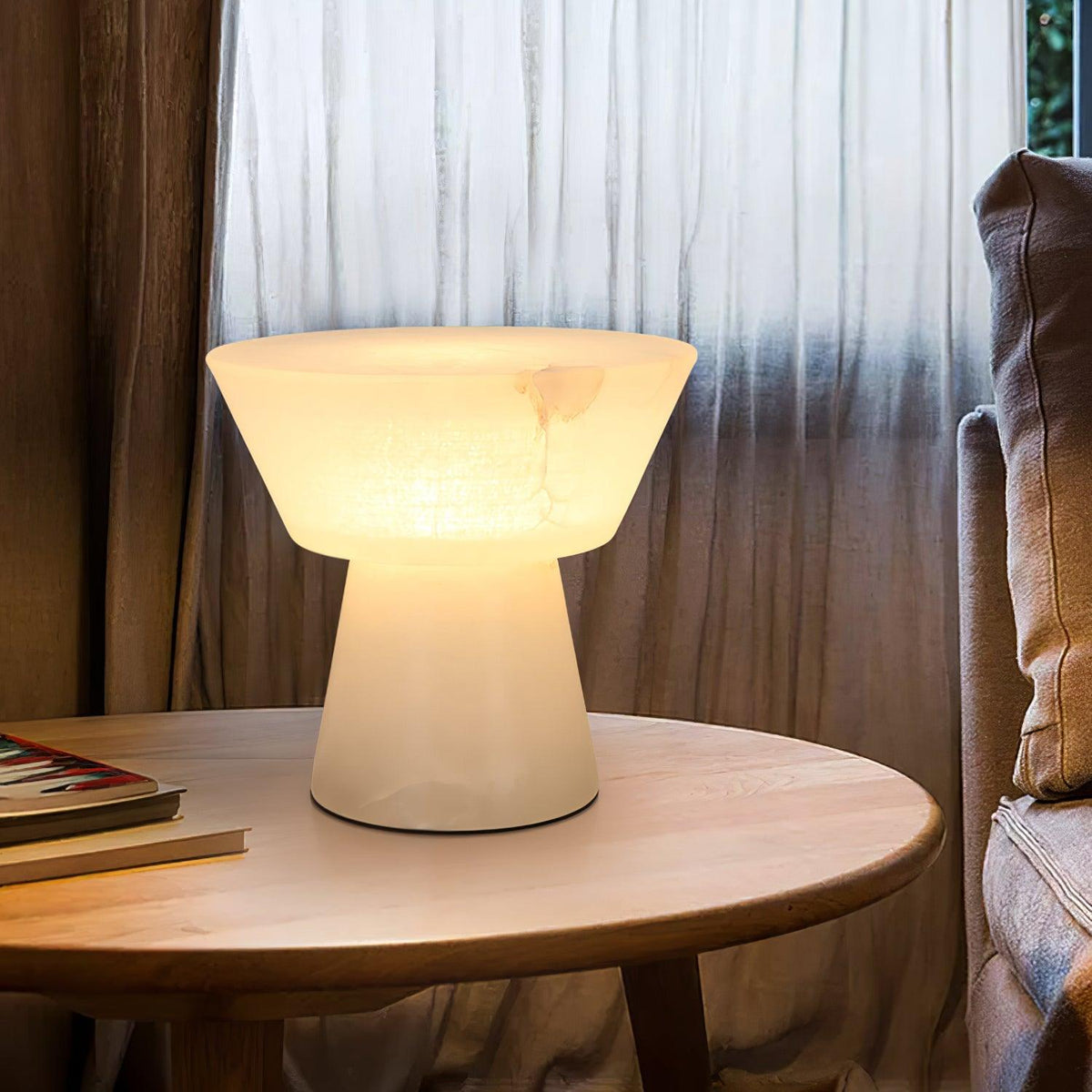 Ane Lampe de Table en Albâtre