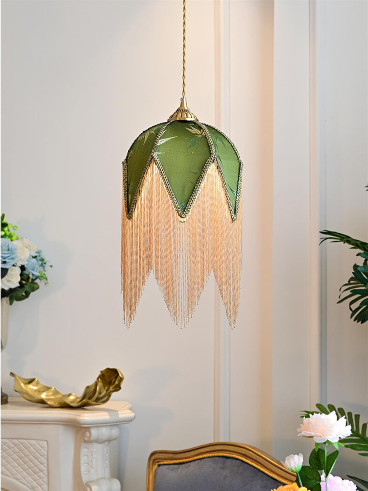 Silvesa Lampe Suspension à Franges Unique