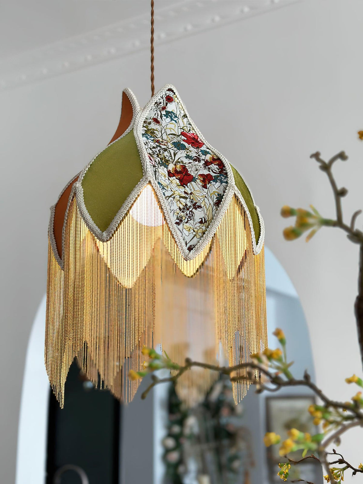 Silvesa Lampe Suspension à Franges Unique