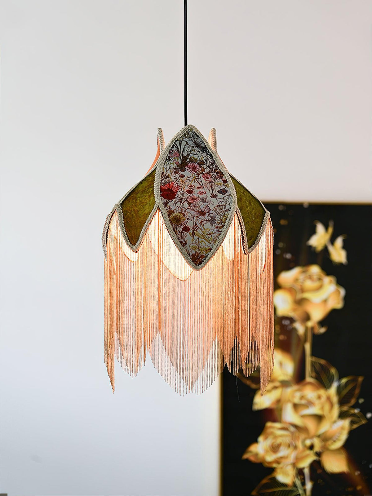 Silvesa Lampe Suspension à Franges Unique