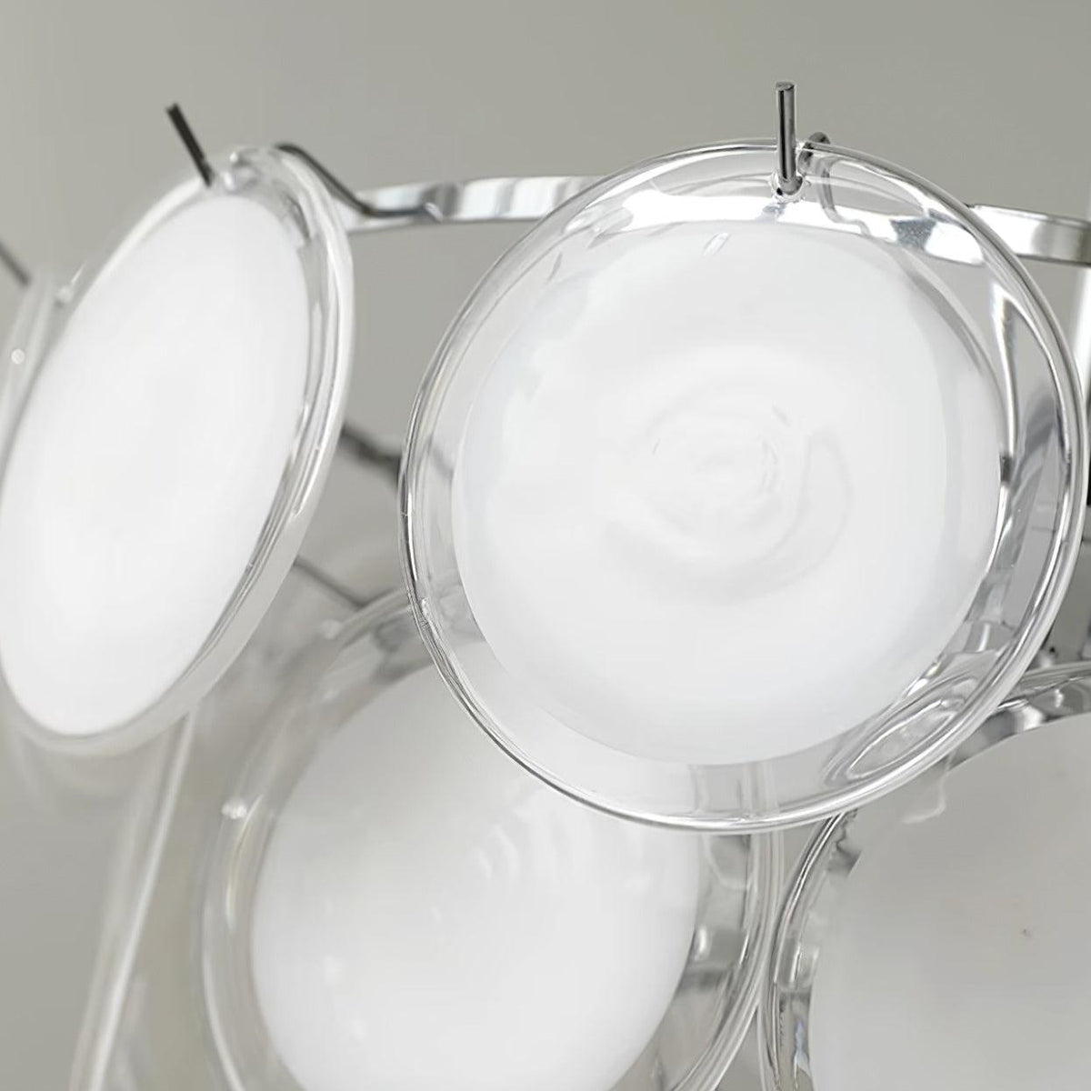 Lumirae Chandelier Cascading Frosted Glass Discs-Neutral Decor