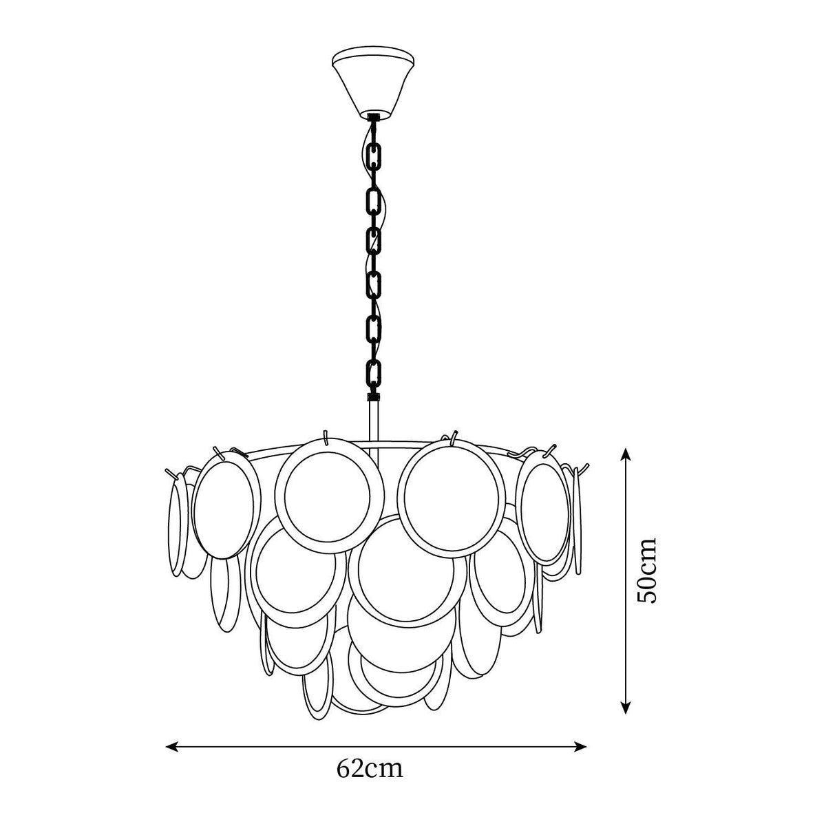 Lumirae Chandelier Cascading Frosted Glass Discs-Neutral Decor