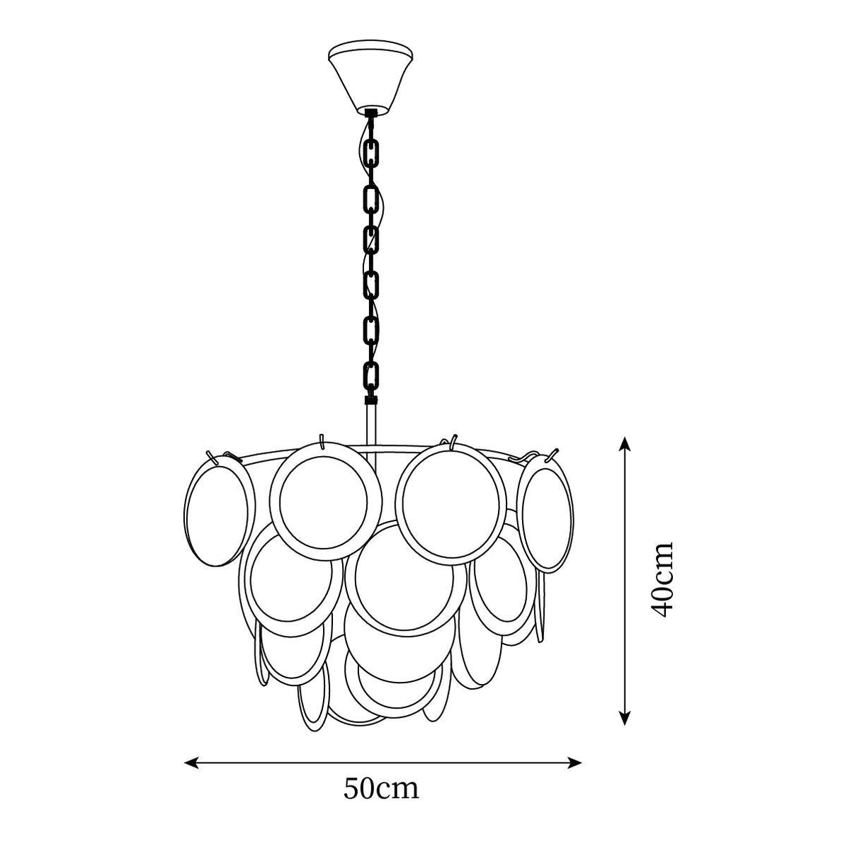 Lumirae Chandelier Cascading Frosted Glass Discs-Neutral Decor