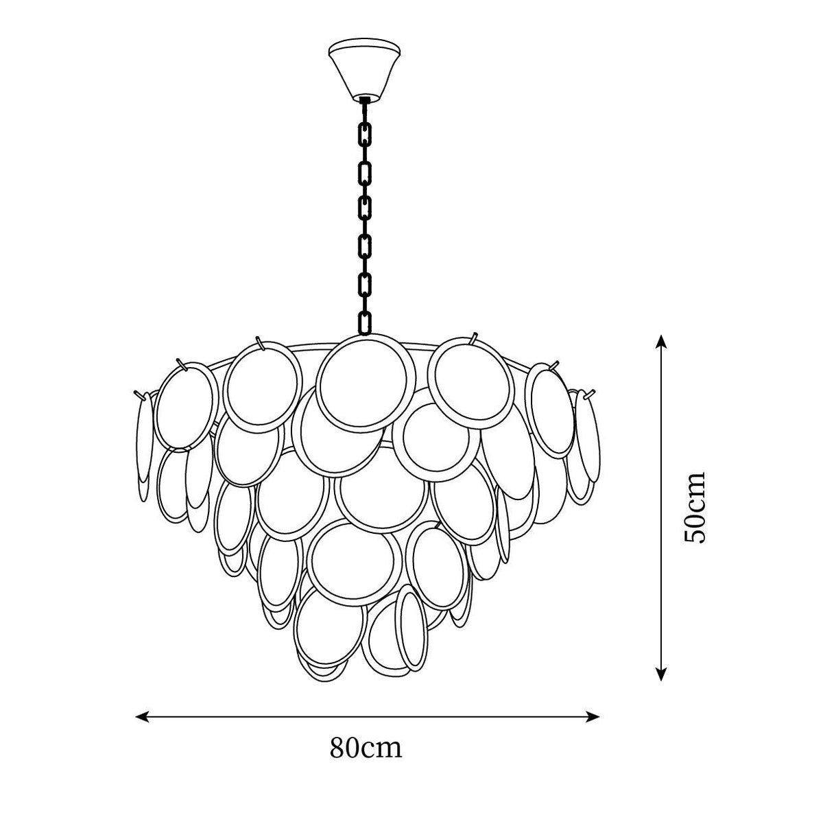 Lumirae Chandelier Cascading Frosted Glass Discs-Neutral Decor