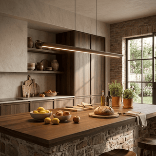 Beveled Wood Linear Pendant Lamp-Neutral Decor