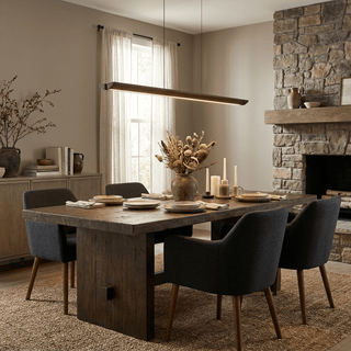Beveled Wood Linear Pendant Lamp-Neutral Decor