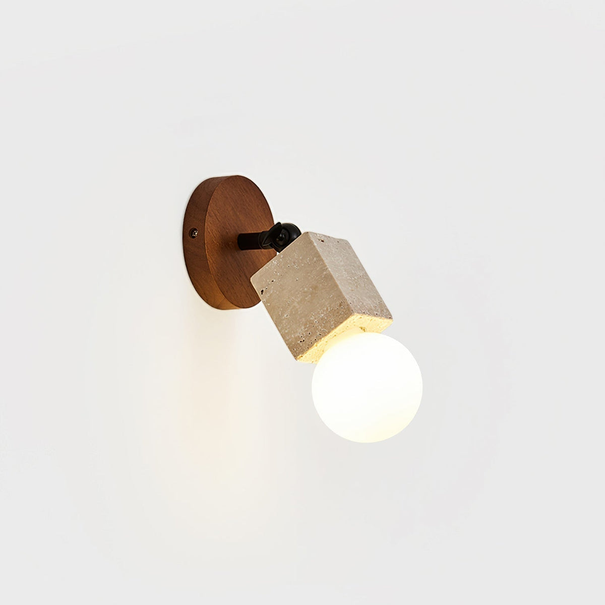 Ritta Cute Travertine Wall Lamp Wood Plate-Neutral Decor
