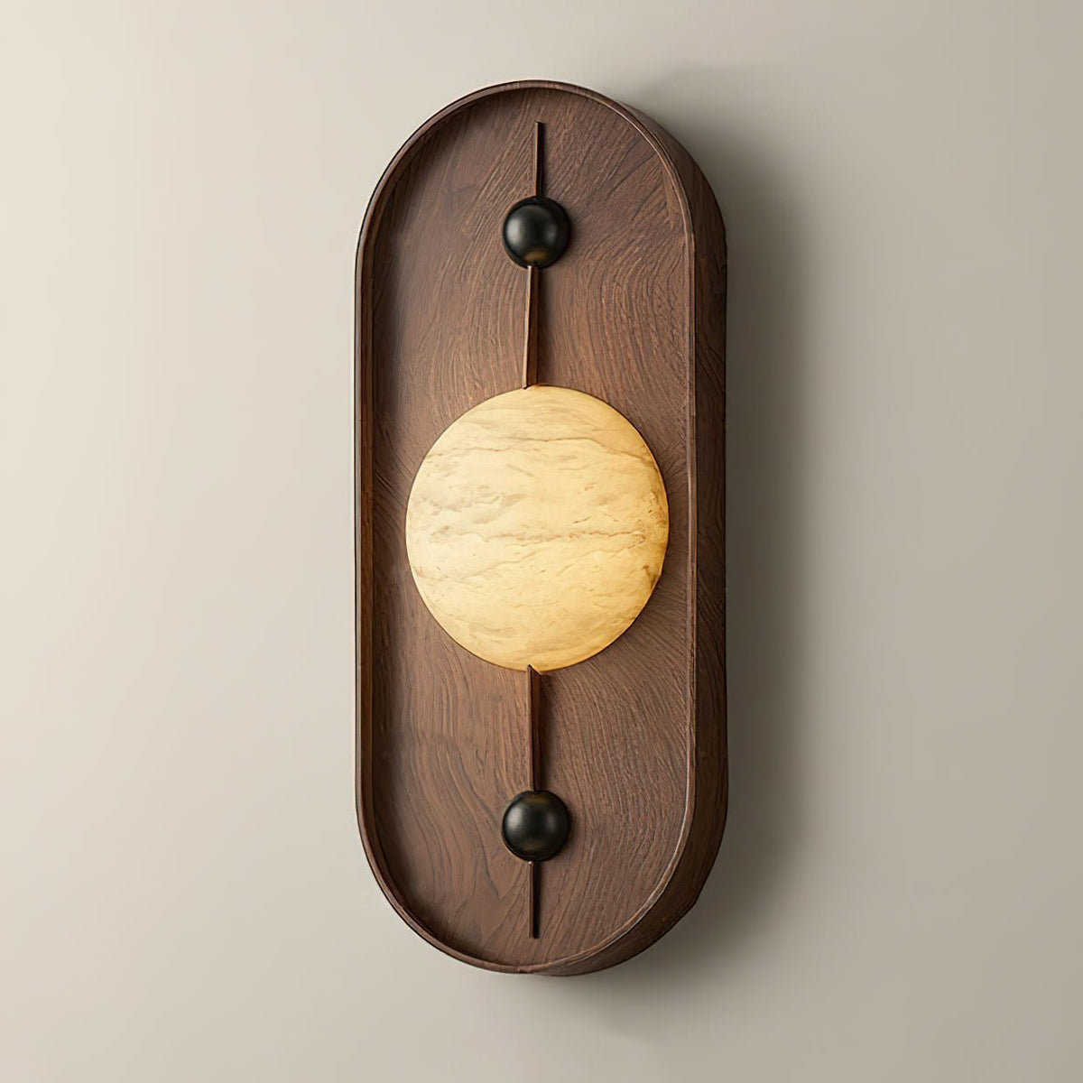 Lyvaran Applique Murale Ovale en Albâtre et Bois