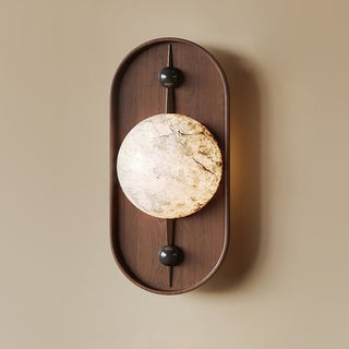 Lyvaran Applique Murale Ovale en Albâtre et Bois