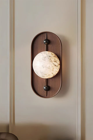 Lyvaran Applique Murale Ovale en Albâtre et Bois