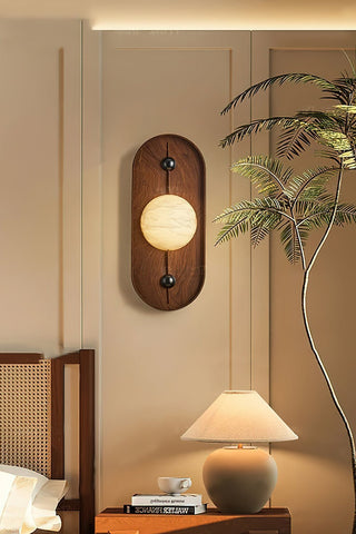 Lyvaran Applique Murale Ovale en Albâtre et Bois