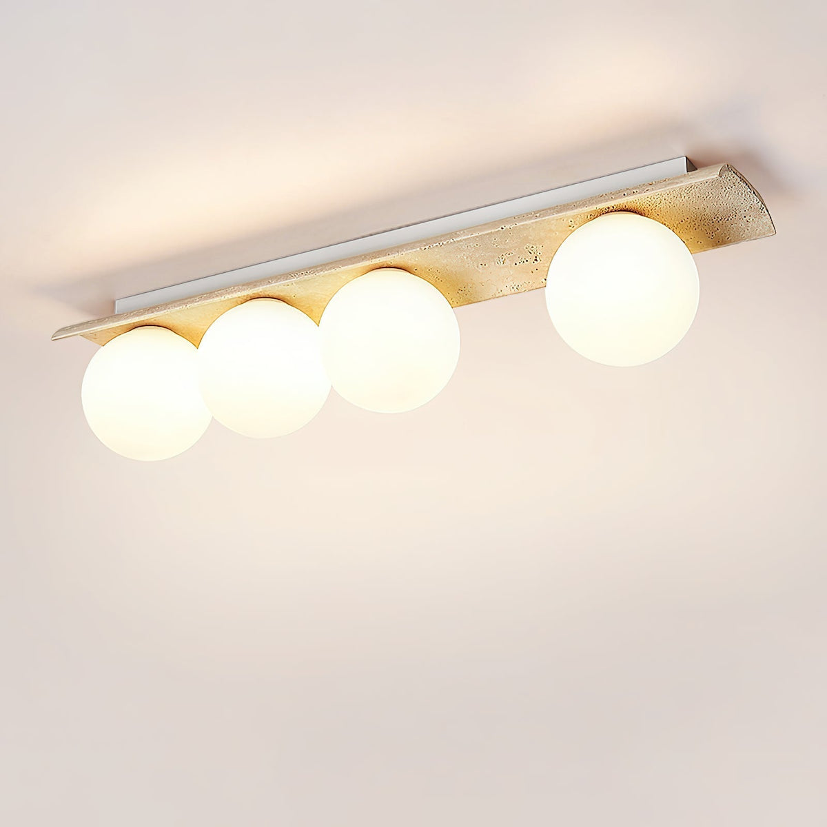 Bianca Globe Moderne Minimaliste Travertin Verre Plafonnier