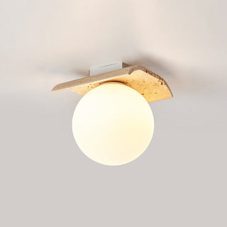 Bianca Globe Moderne Minimaliste Travertin Verre Plafonnier