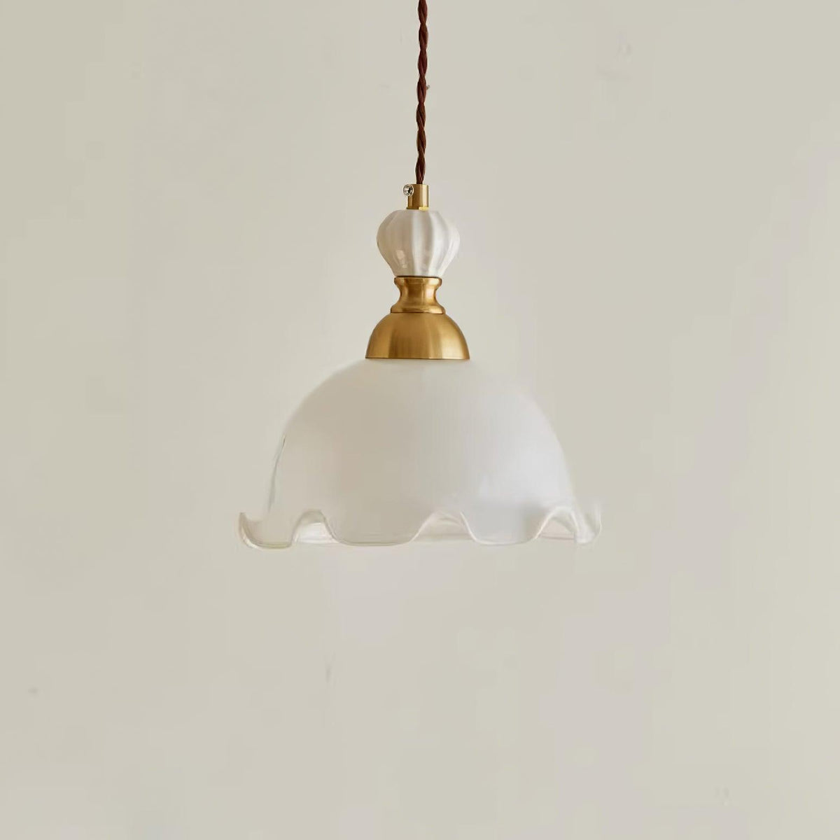 Pendant Lamp Wavy Edge Glass Shade Soft Glow Vintage Romantic-Neutral Decor