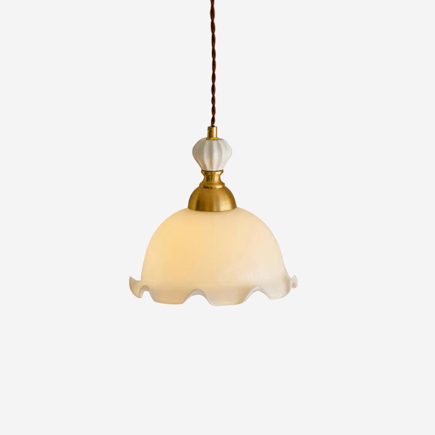 Pendant Lamp Wavy Edge Glass Shade Soft Glow Vintage Romantic-Neutral Decor