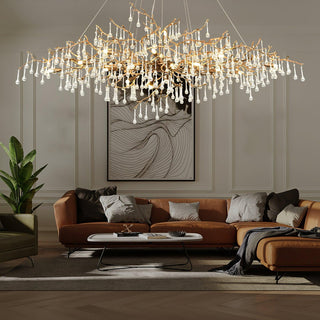 Lustra Lustre Branches en Laiton et Cristal