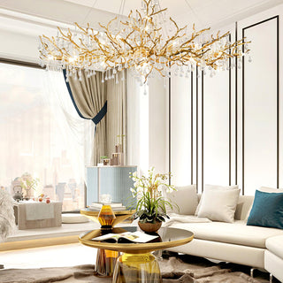 Lustra Lustre Branches en Laiton et Cristal