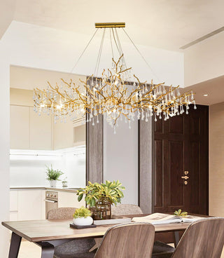 Lustra Lustre Branches en Laiton et Cristal