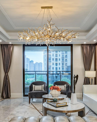 Lustra Lustre Branches en Laiton et Cristal