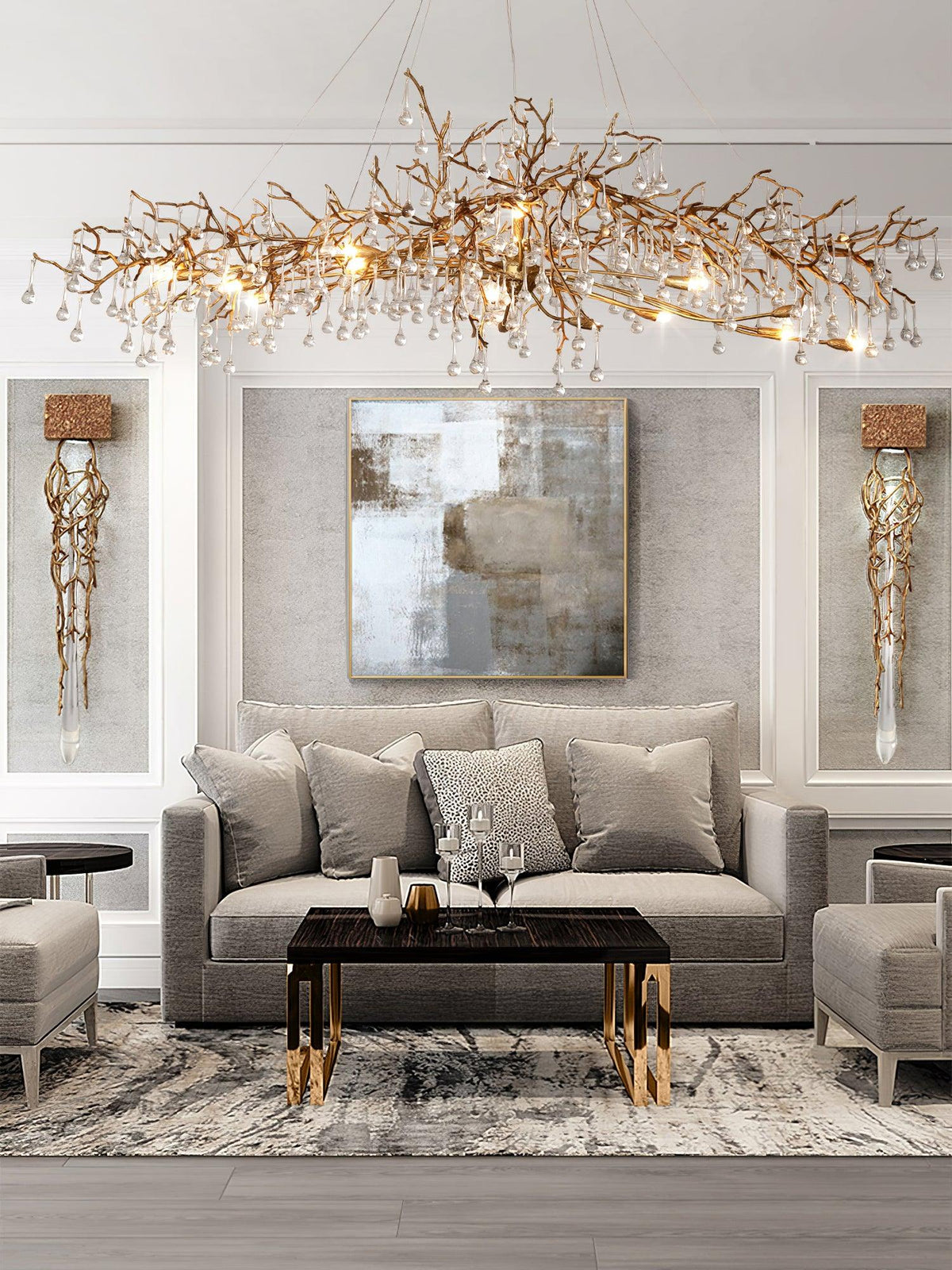 Eldeya Lustre Branches en Laiton et Cristal