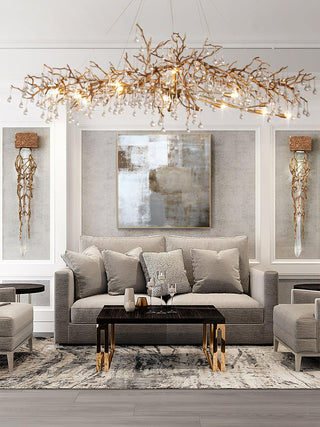 Lustra Lustre Branches en Laiton et Cristal