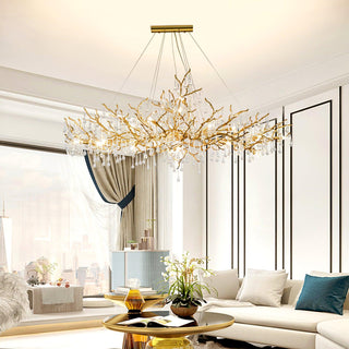 Lustra Lustre Branches en Laiton et Cristal