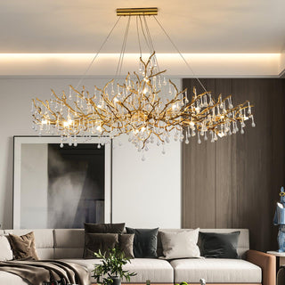 Lustra Lustre Branches en Laiton et Cristal
