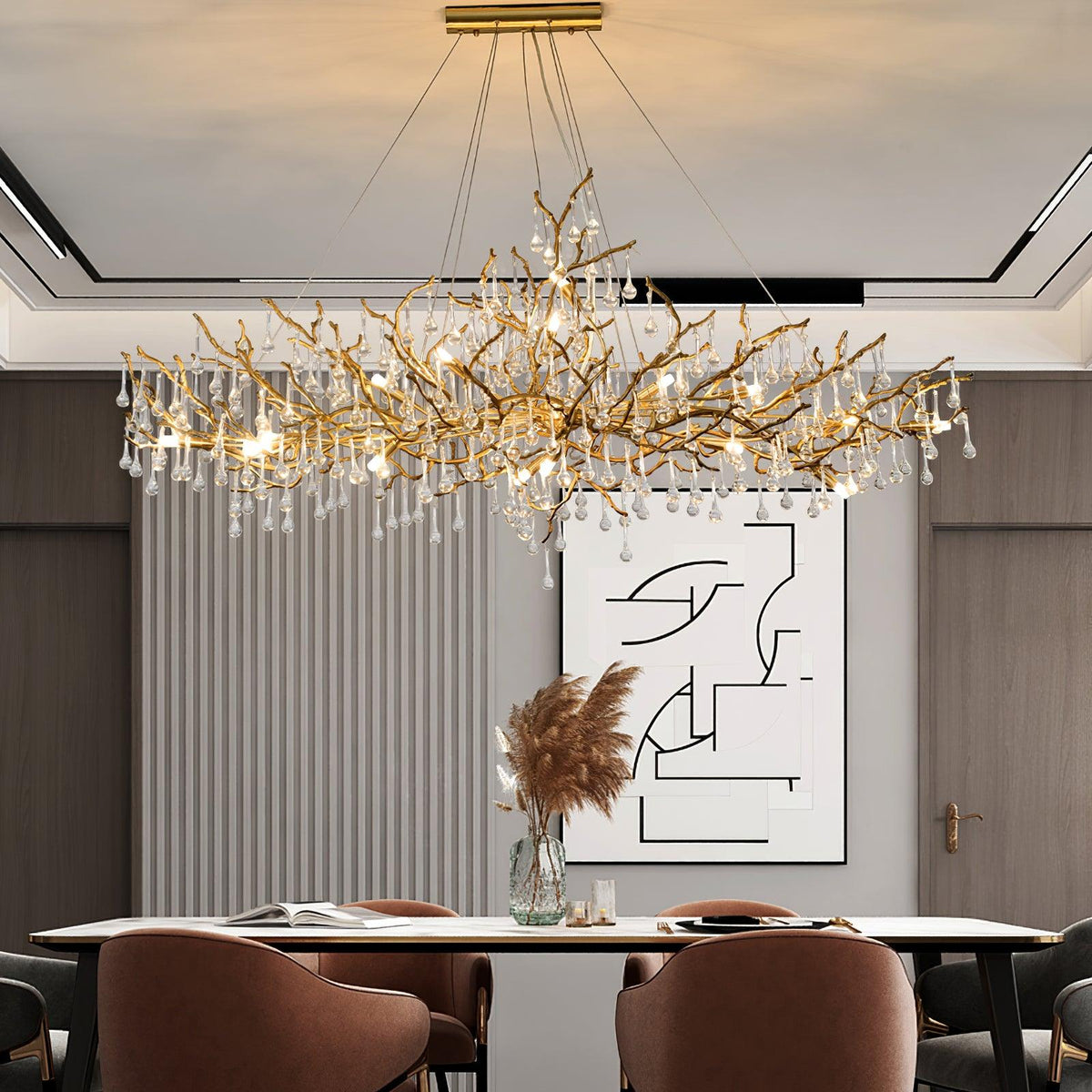 Eldeya Lustre Branches en Laiton et Cristal