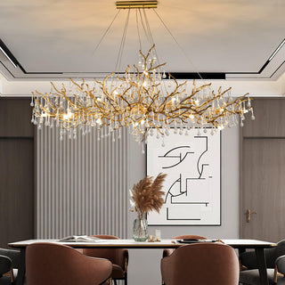 Lustra Lustre Branches en Laiton et Cristal